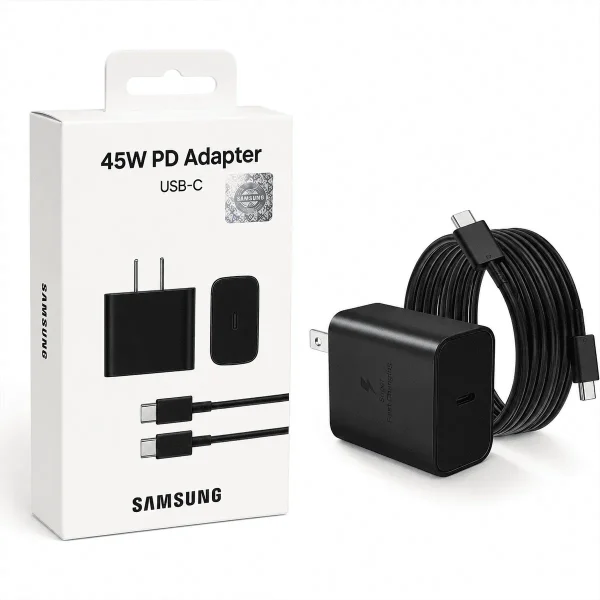 Cargador de 45w Samsung USB C Carga Rápida Negro